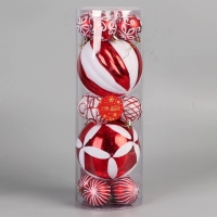 Набор шаров пластик d-5 и 12 см, 14 шт "Карнавал" красно-белый