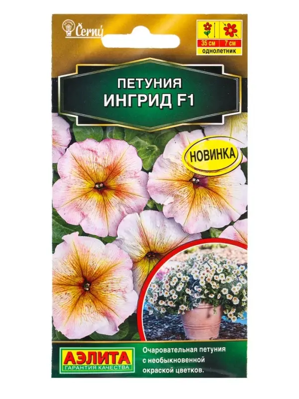 Семена цветов Петуния Ингрид F1 многоцветковая  (драже) С. Cerny , Ц/П,7 шт.