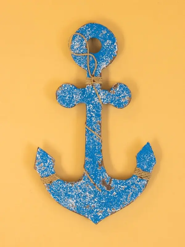 Декор интерьерный "Якорь" дерево 23х2х40 см, цв. ярко-синий