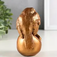 Фигура гипс "Птица на яблоке" высота 13 см, бронза