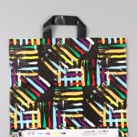 Пакет "Цветные линии", полиэтиленовый с петлевой ручкой, 38 х 34 + 3 см, 70 мкм