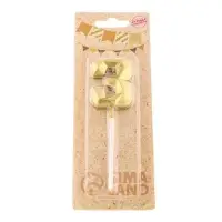 Свеча в торт на шпажке &laquo;Алмаз&raquo;, цифра 3, золотая, 5 см