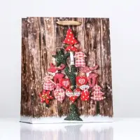 Пакет подарочный новогодний ламинированный &laquo;Плюшевая ёлка&raquo;, 26&times;32&times;12 см