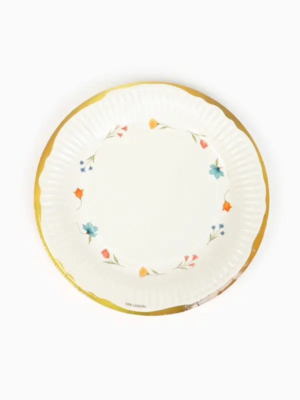 Тарелка одноразовая бумажная &laquo;Керамика с цветами&raquo;, 18 см