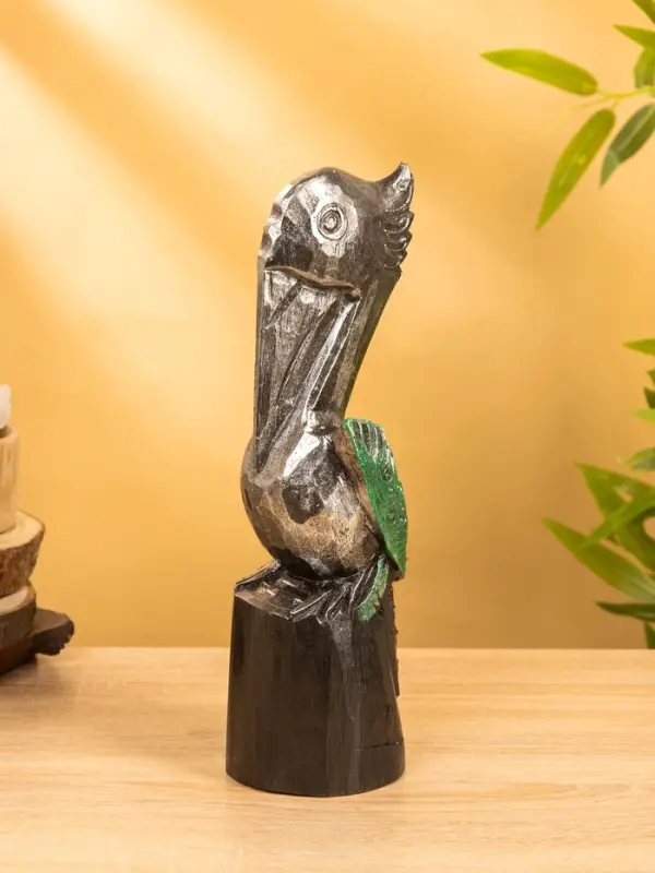 Сувенир интерьерный "Пеликан" 10х10х33 см, дерево, цв. серебро