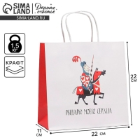 Пакет подарочный, упаковка, &laquo;Рыцарю&raquo;, 22 х 22 х 11 см