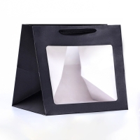 Пакет подарочный, крафт, с окном, &laquo;Черный&raquo;, 25 х 25 х 25 см
