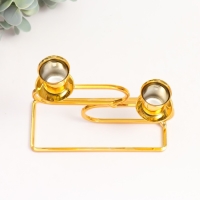 Подсвечник металл на 2 свечи "Овалы" d=2,3 см золото 6х15х11 см