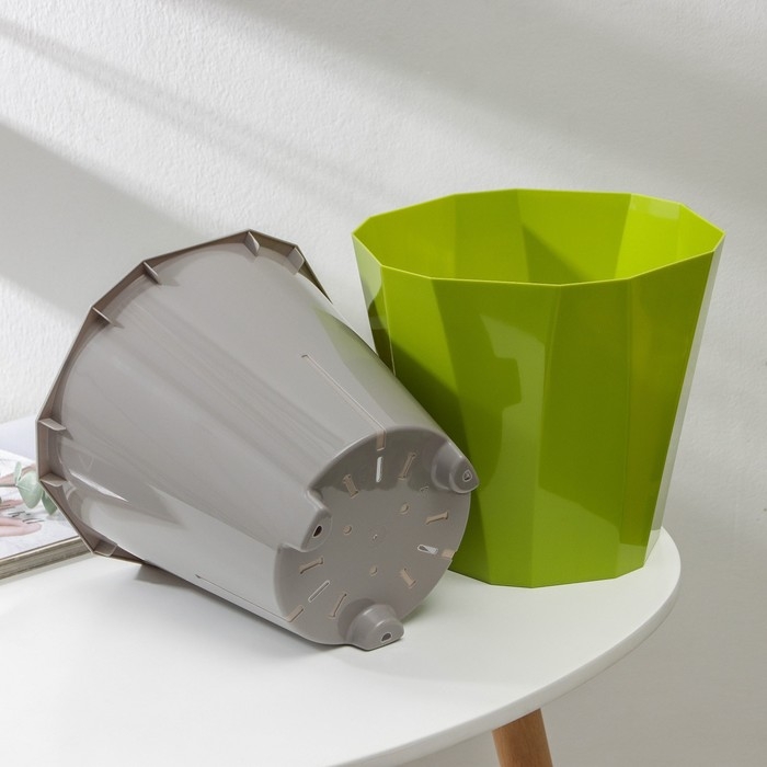 Кашпо для цветов со вставкой &laquo;Палермо&raquo;, 3,6 л, цвет оливковый