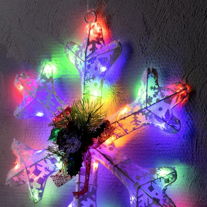 Светодиодная фигура &laquo;Снежинка&raquo; 30 см, металл, 220 В, свечение мульти