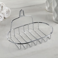 Мыльница подвесная овальная Доляна, 13,5&times;10,5&times;8 см, цвет серебристый