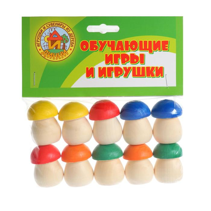 Счётный материал &laquo;Грибочки&raquo;, 10 шт., с цветными шляпками, размер 1 шт: 4.2 &times; 2.8 см, цвет МИКС