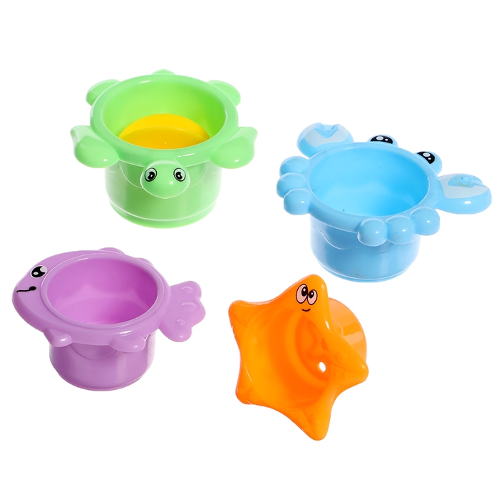 Набор игрушек для ванны &laquo;Морской мир&raquo;, 4 предмета, цвета МИКС