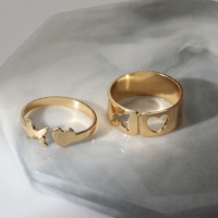 Набор колец 2 штуки &laquo;Неразлучники&raquo; нежность, цвет золото, безразмерные