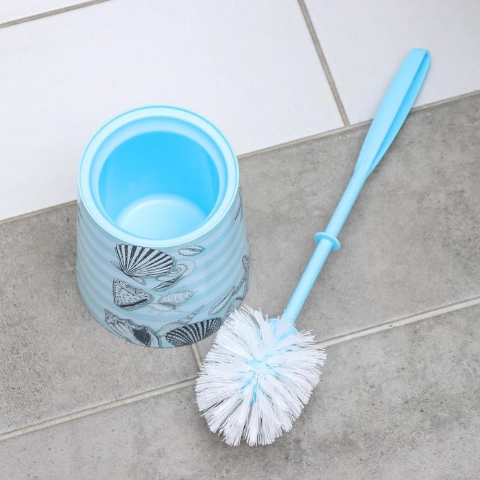 Ёршик для унитаза с подставкой &laquo;Морской&raquo;, 12&times;12&times;36,5 см