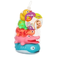 Набор резиновых игрушек для ванны &laquo;Пирамидка-брызгалка&raquo;, 20 см, с пищалкой, 5 шт, Крошка Я