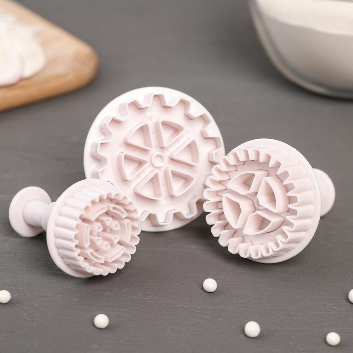 Набор плунжеров кондитерских Доляна &laquo;Шестерёнки&raquo;, 3 шт