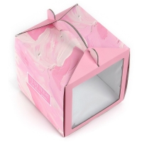 Коробка кондитерская с окном, сундук, &laquo;Нежные краски&raquo;, 20 х 20 х 20 см