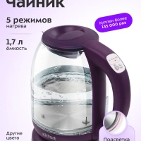 Чайник электрический стеклянный с подсветкой КТ-640 - 1.7 л