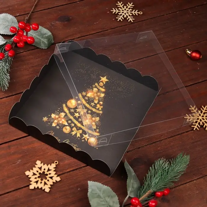 Коробка для печенья, &laquo;Праздничная ёлка&raquo;, 18&times;18&times;3 см