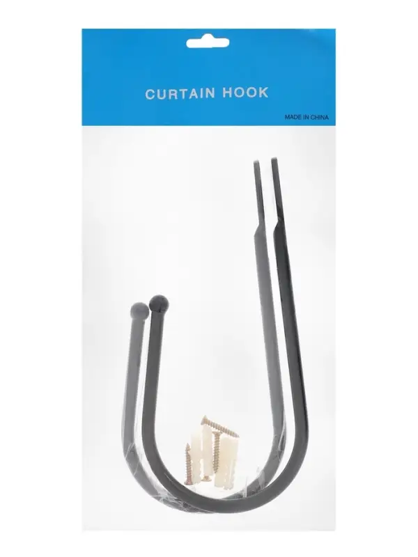 Крючок для штор ТУНДРА KS011, однорожковый, цвет черный, 2 шт