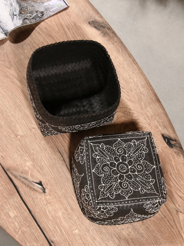 Корзинка плетеная "Бонтанг" бамбук 19х19х14 см, тёмная