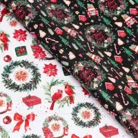 Бумага упаковочная глянцевая &laquo;Рождественские веночки&raquo;, двусторонняя, 70&times;100 см