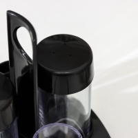 Набор для специй пластиковый &laquo;Рондо. Презент&raquo;, 3 шт, на подставке с салфетницей, цвет чёрный