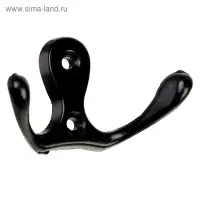 Крючок мебельный ТУНДРА TKd=003, двухрожковый, черный, 5 шт.