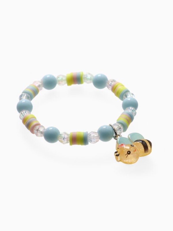 Браслет детский "Выбражулька" фимо с бусинами, пчелка с бусинами, цветной
