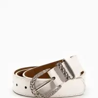 Ремень жен 05-01-02-01, Июнь2509, 3*0,3*110 см, без винта, пряж металл, 1 прокол, белый