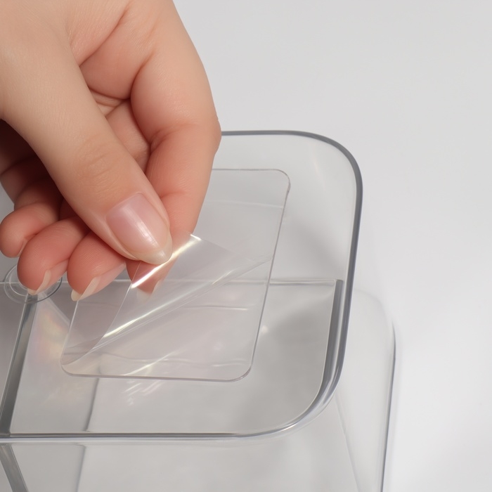 Органайзер для хранения, навесной, 2 секции, с клеевой основой, 10,5 &times; 17 &times; 6,5 см, цвет прозрачный