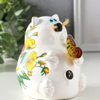 Копилка "Кот с букетом" 13,5х11х13,5 см