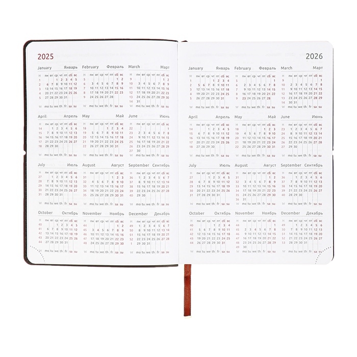 Ежедневник датированный 2025, A5 168 листов, deVENTE. Saltos, мягкая обложка кожзам, перфорация, ляссе, блок 70, коричневый