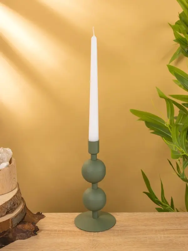 Подсвечник на 1 свечу текстурный "Болотный" с 2 сферами 8,5х8,5х18 см