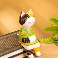 Сувенир дерево "Кошка сидящая" цв. жёлтый, 6х6х15 см