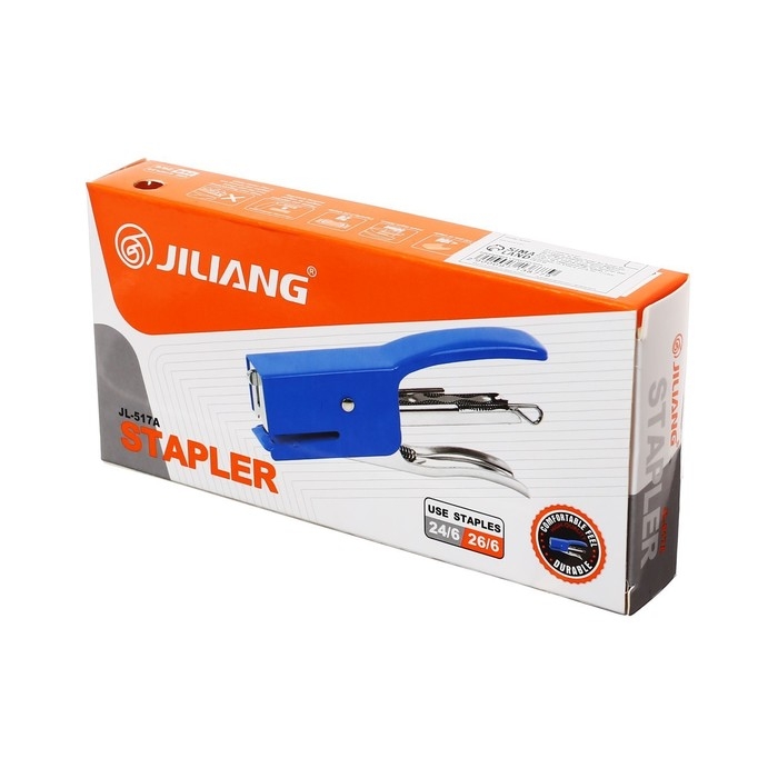 Степлер плаер №24/6 до 20 листов, скобы 24/6, для сшивания на весу, стальной, МИКС