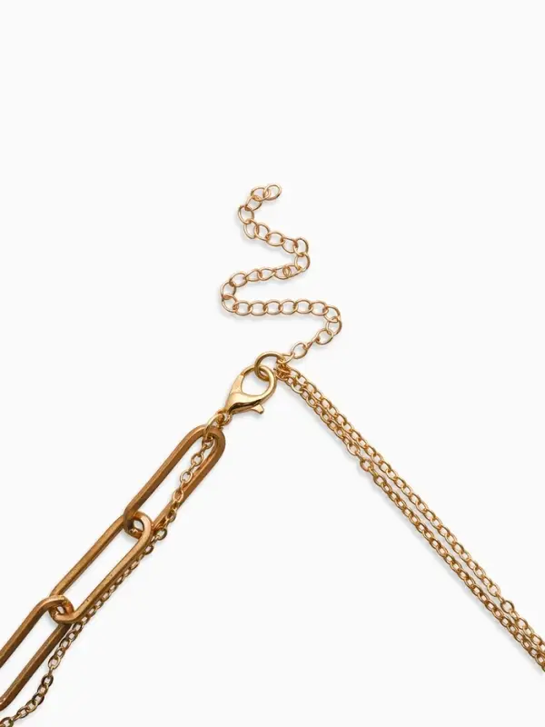 Кулон-цепь 2 яруса "Вишня", цвет бордовый в золоте 40+50+удл