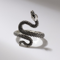 Кольцо &laquo;Змея&raquo; изогнутая, цвет чернёное серебро, безразмерное