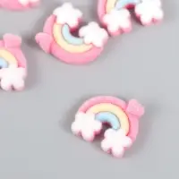 Пластиковый декоративный элемент &laquo;Арт Узор. Радуга с сердечком&raquo;, бархатное напыление, 0.6&times;1.7&times;2 см