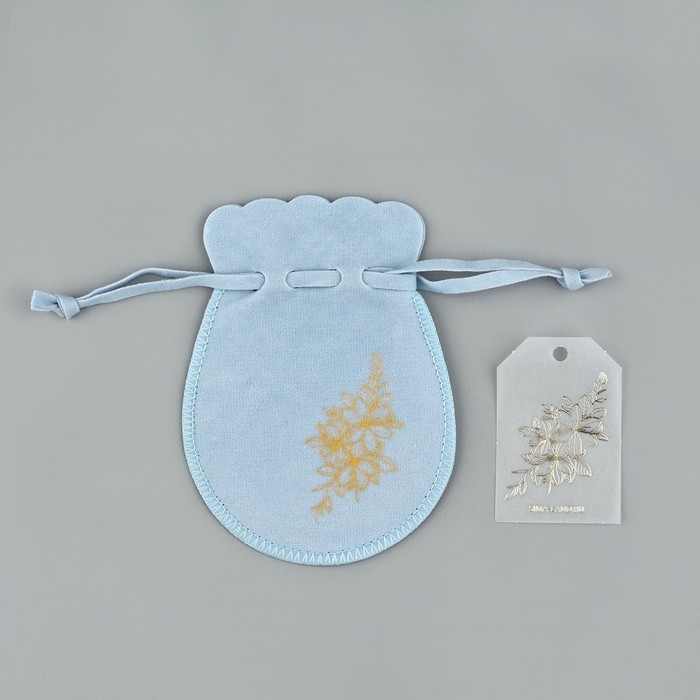 Мешок замшевый «Цветы», синий, тиснение, 9 × 12 см Мешок замшевый «Цветы», синий, тиснение, 9 × 12 см