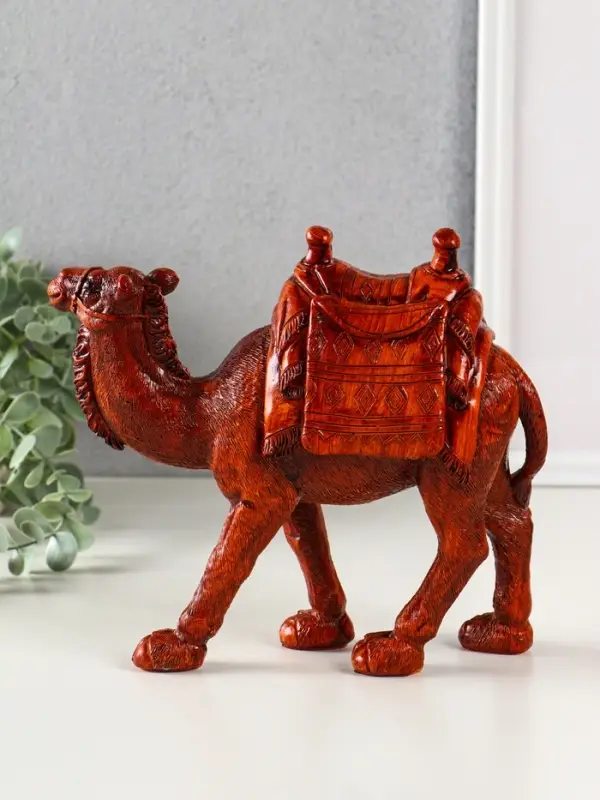 Сувенир полистоун "Верблюд с седлом с сумкой" под дерево 21х9х20 см