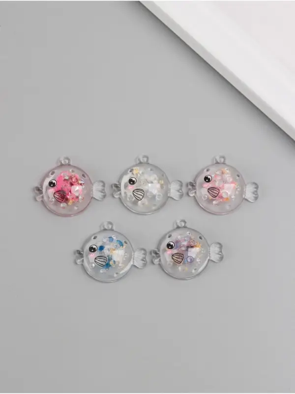 Подвеска для творчества акрил "Рыбка" с глиттером светится в темноте МИКС 2,6х3,1х1 см