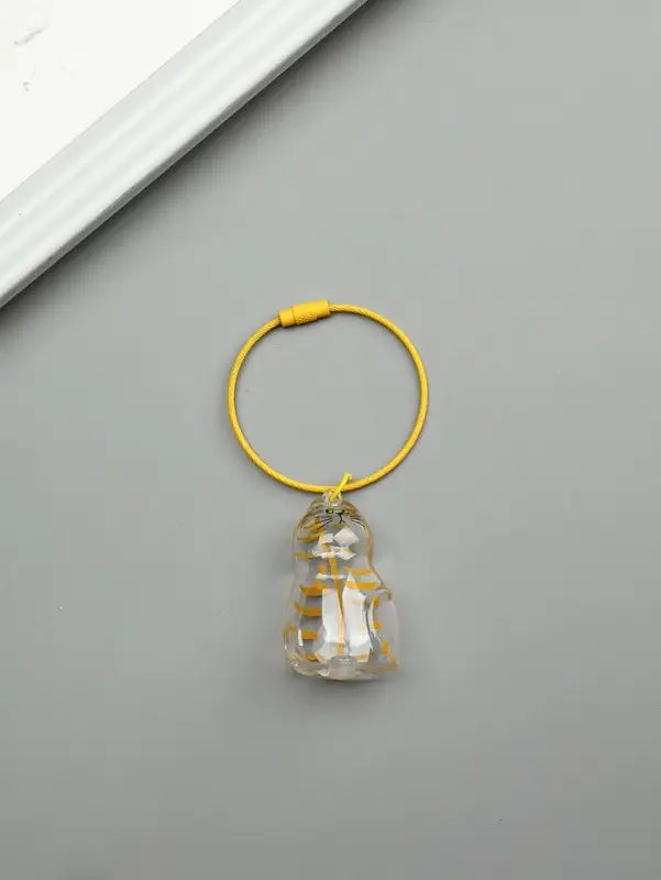 Брелок для шерсти кошачьей на тросе для ключей, рюкзака &laquo;Полосатый котик&raquo;, капсула с секретом, трос d=5.2 см, 2.4&times;3&times;4.5 см