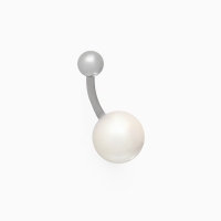 Пирсинг в пупок &laquo;Банан&raquo; жемчуг майорка, штанга L=2 см, цвет розовый в серебре
