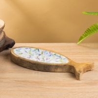 Блюдо в форме рыбки "Оттенки сирени" дерево манго 25,5х10х2 см