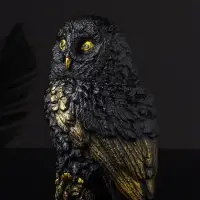 Статуэтка "Сова на пеньке" 14х9х10 см, цвет черный