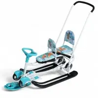 Снегокат &laquo;Тимка спорт 6Д&raquo; с забавными медвежатами, с двумя спинками, с родительской ручкой, бирюзовый, ТС6Д/ЗМ Nika