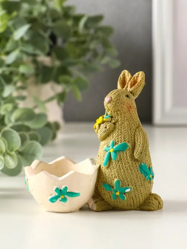 Сувенир полистоун подставка "Зайчики пасхальные" набор 2 шт 5,3х10х10 см