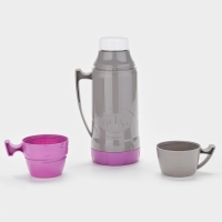 Термос 1 л, со стеклянной колбой, 11х31см, фиолетовый